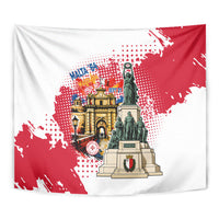 Malta Independence Day Tapestry Maltese Flag Monument Coat Of Arms Halftone