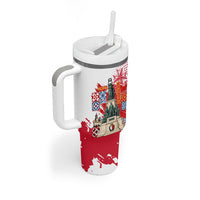 Malta Independence Day Tumbler With Handle Maltese Flag Monument Coat Of Arms Halftone