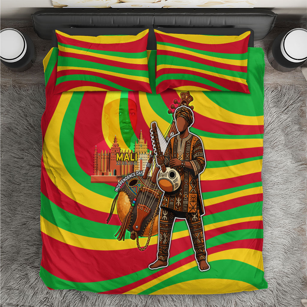 Mali Independence Day Bedding Set West African Kora Musician Cultural