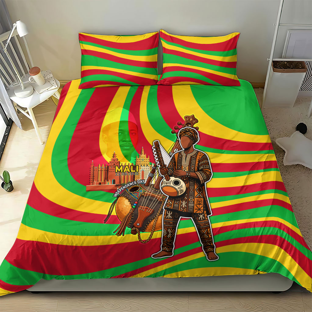 Mali Independence Day Bedding Set West African Kora Musician Cultural