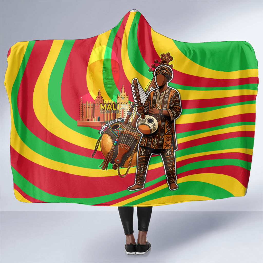 Mali Independence Day Hooded Blanket West African Kora Musician Cultural
