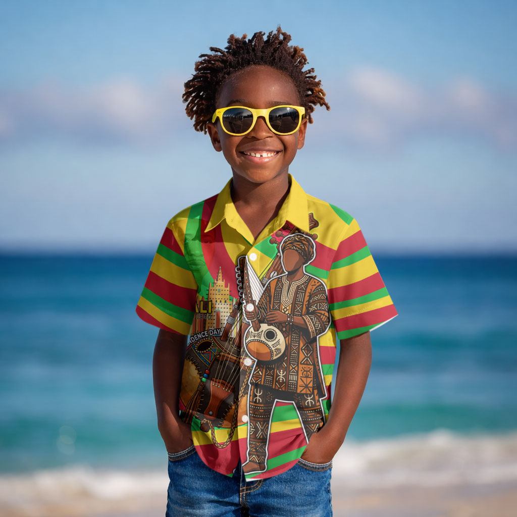 Mali Independence Day Kid Hawaiian Shirt West African Kora Musician Cultural
