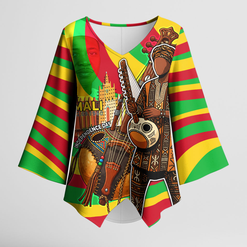 Mali Independence Day Kimono Sleeve Blouse West African Kora Musician Cultural