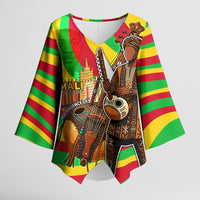 Mali Independence Day Kimono Sleeve Blouse West African Kora Musician Cultural