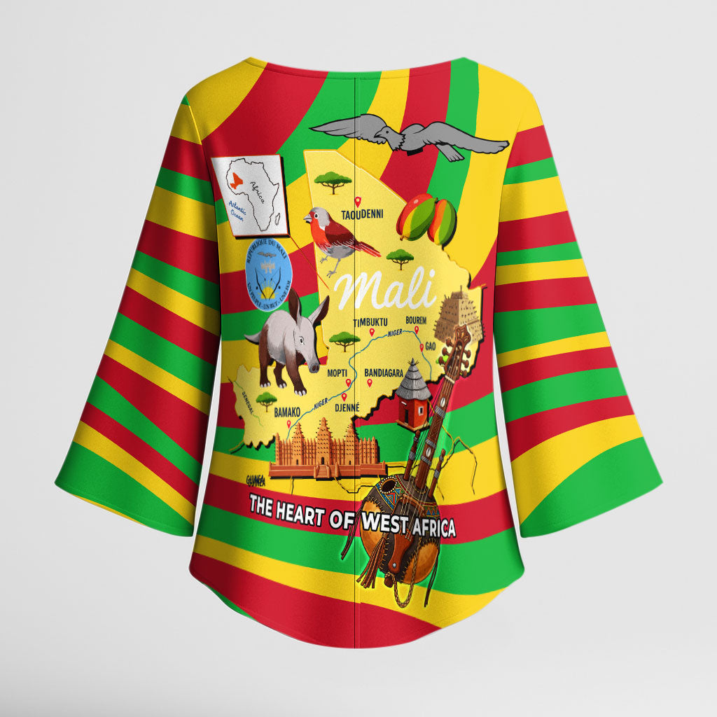 Mali Independence Day Kimono Sleeve Blouse West African Kora Musician Cultural