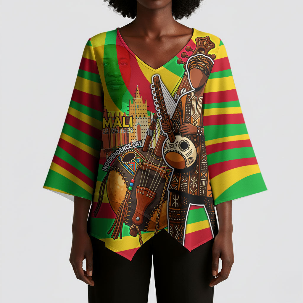 Mali Independence Day Kimono Sleeve Blouse West African Kora Musician Cultural