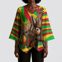 Mali Independence Day Kimono Sleeve Blouse West African Kora Musician Cultural