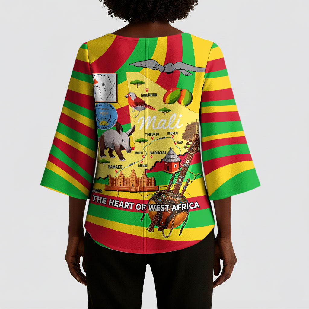 Mali Independence Day Kimono Sleeve Blouse West African Kora Musician Cultural