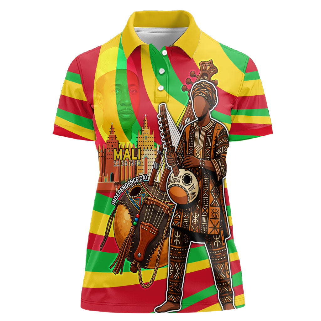 Mali Independence Day Women Polo Shirt West African Kora Musician Cultural