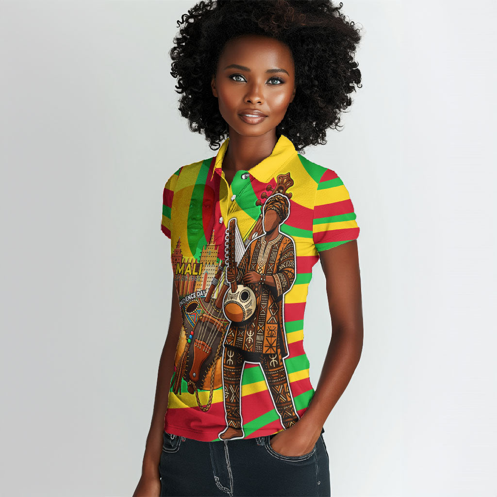 Mali Independence Day Women Polo Shirt West African Kora Musician Cultural