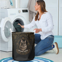 Maine Coon Cat Gentle Giant Laundry Basket Royal Feline Vintage Gold Damask Portrait