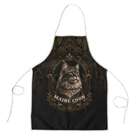 Maine Coon Cat Gentle Giant Apron Royal Feline Vintage Gold Damask Portrait