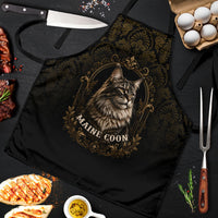 Maine Coon Cat Gentle Giant Apron Royal Feline Vintage Gold Damask Portrait