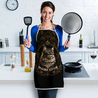 Maine Coon Cat Gentle Giant Apron Royal Feline Vintage Gold Damask Portrait
