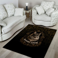 Maine Coon Cat Gentle Giant Area Rug Royal Feline Vintage Gold Damask Portrait