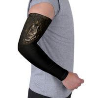 Maine Coon Cat Gentle Giant Arm Sleeves Royal Feline Vintage Gold Damask Portrait