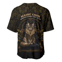 Maine Coon Cat Gentle Giant Baseball Jersey Royal Feline Vintage Gold Damask Portrait