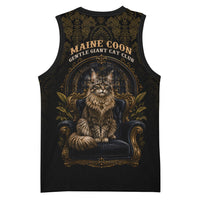 Maine Coon Cat Gentle Giant Basketball Jersey Royal Feline Vintage Gold Damask Portrait