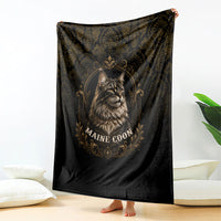 Maine Coon Cat Gentle Giant Blanket Royal Feline Vintage Gold Damask Portrait