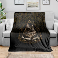 Maine Coon Cat Gentle Giant Blanket Royal Feline Vintage Gold Damask Portrait