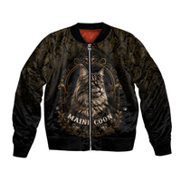 Maine Coon Cat Gentle Giant Bomber Jacket Royal Feline Vintage Gold Damask Portrait