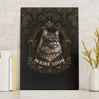 Maine Coon Cat Gentle Giant Canvas Wall Art Royal Feline Vintage Gold Damask Portrait