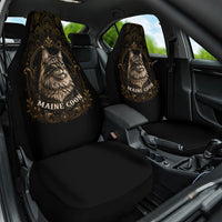 Maine Coon Cat Gentle Giant Car Seat Cover Royal Feline Vintage Gold Damask Portrait