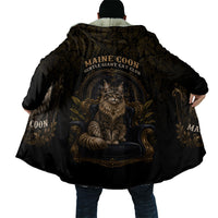 Maine Coon Cat Gentle Giant Cloak Royal Feline Vintage Gold Damask Portrait