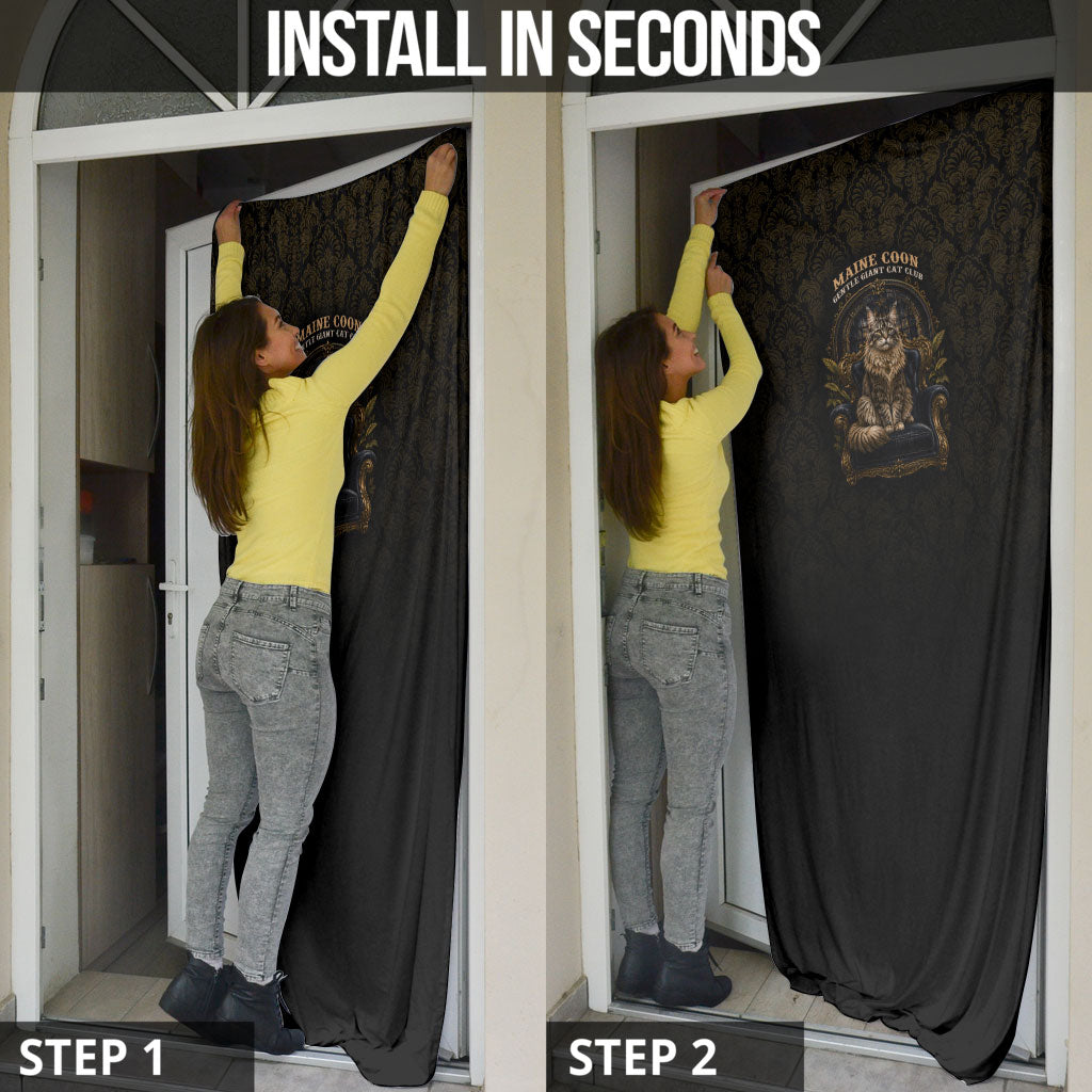 Maine Coon Cat Gentle Giant Door Cover Royal Feline Vintage Gold Damask Portrait