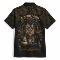 Maine Coon Cat Gentle Giant Hawaiian Shirt Royal Feline Vintage Gold Damask Portrait