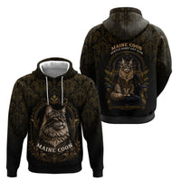 Maine Coon Cat Gentle Giant Hoodie Royal Feline Vintage Gold Damask Portrait