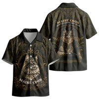 Maine Coon Cat Gentle Giant Kid Hawaiian Shirt Royal Feline Vintage Gold Damask Portrait