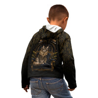 Maine Coon Cat Gentle Giant Kid Hoodie Royal Feline Vintage Gold Damask Portrait