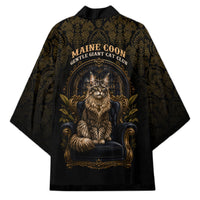 Maine Coon Cat Gentle Giant Kimono Royal Feline Vintage Gold Damask Portrait