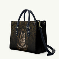 Maine Coon Cat Gentle Giant Leather Bag Royal Feline Vintage Gold Damask Portrait