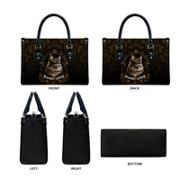 Maine Coon Cat Gentle Giant Leather Bag Royal Feline Vintage Gold Damask Portrait