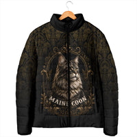 Maine Coon Cat Gentle Giant Padded Jacket Royal Feline Vintage Gold Damask Portrait