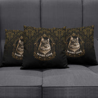 Maine Coon Cat Gentle Giant Pillow Cover Royal Feline Vintage Gold Damask Portrait