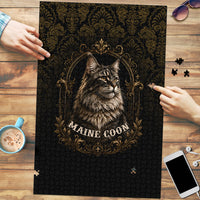 Maine Coon Cat Gentle Giant Puzzle Royal Feline Vintage Gold Damask Portrait