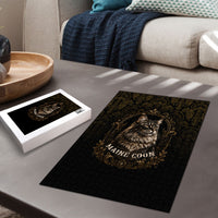 Maine Coon Cat Gentle Giant Puzzle Royal Feline Vintage Gold Damask Portrait