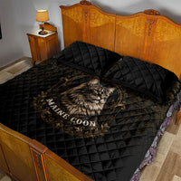Maine Coon Cat Gentle Giant Quilt Bed Set Royal Feline Vintage Gold Damask Portrait