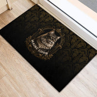 Maine Coon Cat Gentle Giant Rubber Doormat Royal Feline Vintage Gold Damask Portrait