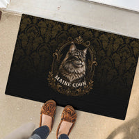 Maine Coon Cat Gentle Giant Rubber Doormat Royal Feline Vintage Gold Damask Portrait