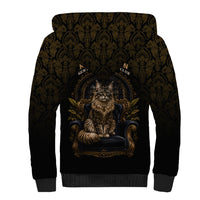 Maine Coon Cat Gentle Giant Sherpa Hoodie Royal Feline Vintage Gold Damask Portrait