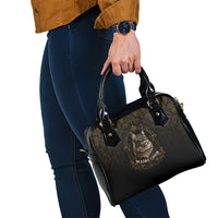 Maine Coon Cat Gentle Giant Shoulder Handbag Royal Feline Vintage Gold Damask Portrait