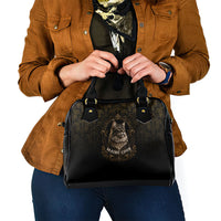 Maine Coon Cat Gentle Giant Shoulder Handbag Royal Feline Vintage Gold Damask Portrait