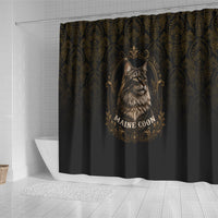 Maine Coon Cat Gentle Giant Shower Curtain Royal Feline Vintage Gold Damask Portrait