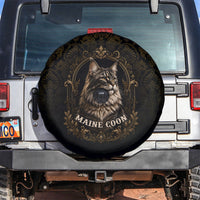 Maine Coon Cat Gentle Giant Spare Tire Cover Royal Feline Vintage Gold Damask Portrait