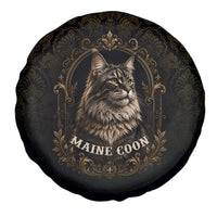 Maine Coon Cat Gentle Giant Spare Tire Cover Royal Feline Vintage Gold Damask Portrait