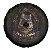 Maine Coon Cat Gentle Giant Spare Tire Cover Royal Feline Vintage Gold Damask Portrait